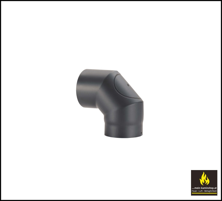 Schwarzblech Bogen 90 Grad mit Tür 150 mm