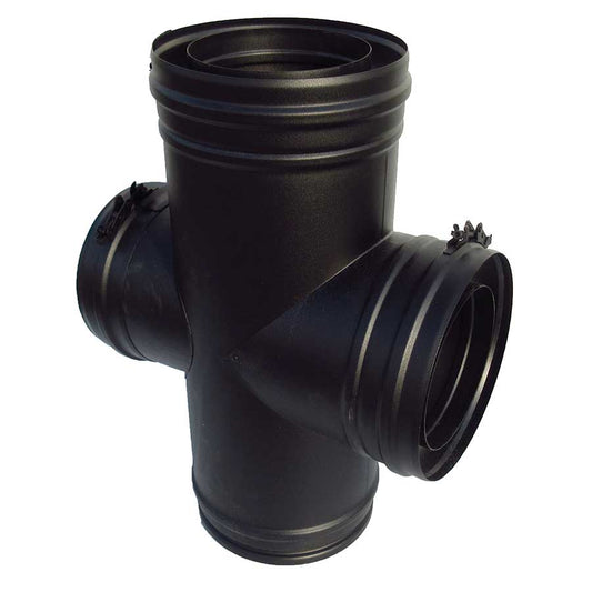 Edelstahlkamin Permeter T-Stück 90 Grad mit Putztüranschluss Schiedel