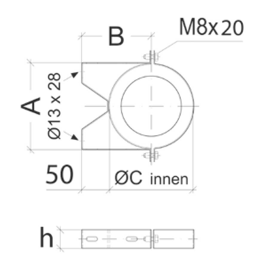 Edelstahlkamin Permeter Wandhalter Schiedel