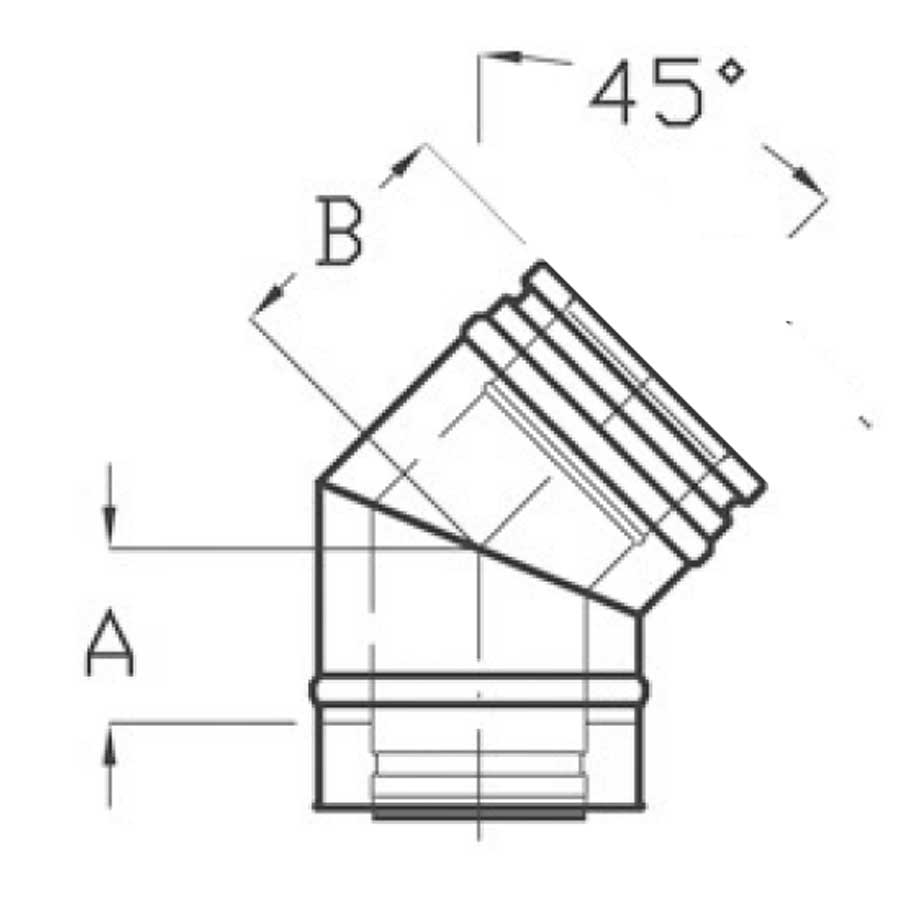 Edelstahlkamin Permeter Bogen 45 Grad Schiedel