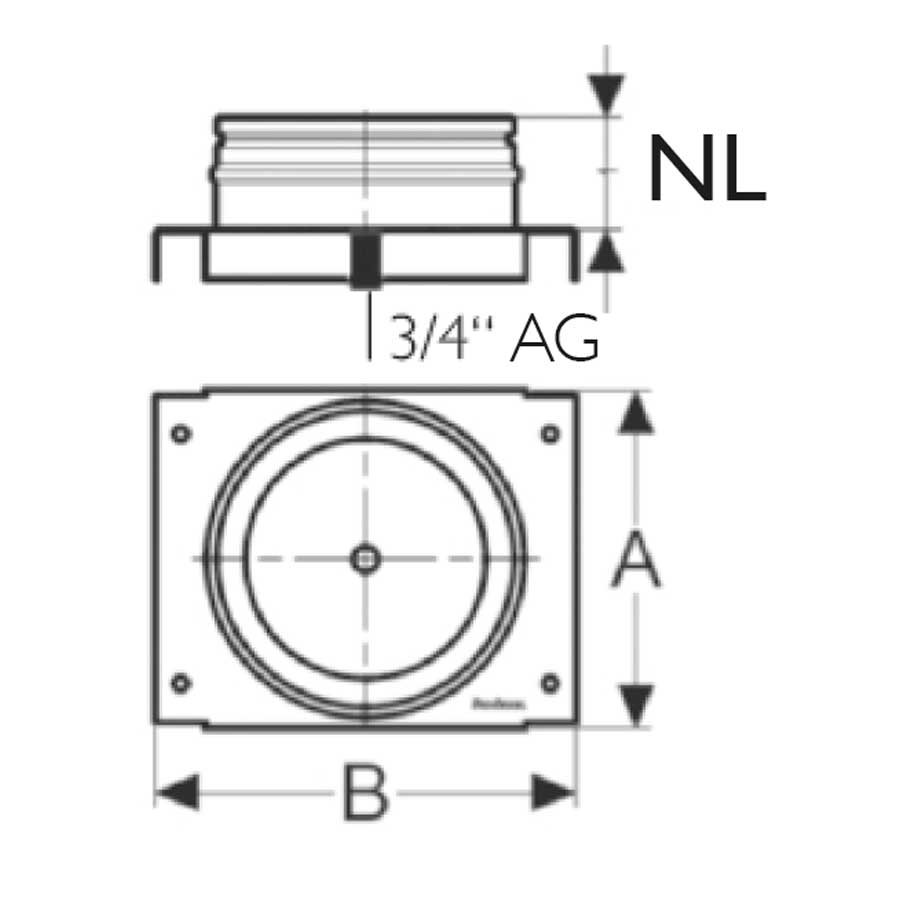 Edelstahlkamin Permeter Grundplatte Wandmontage Schiedel